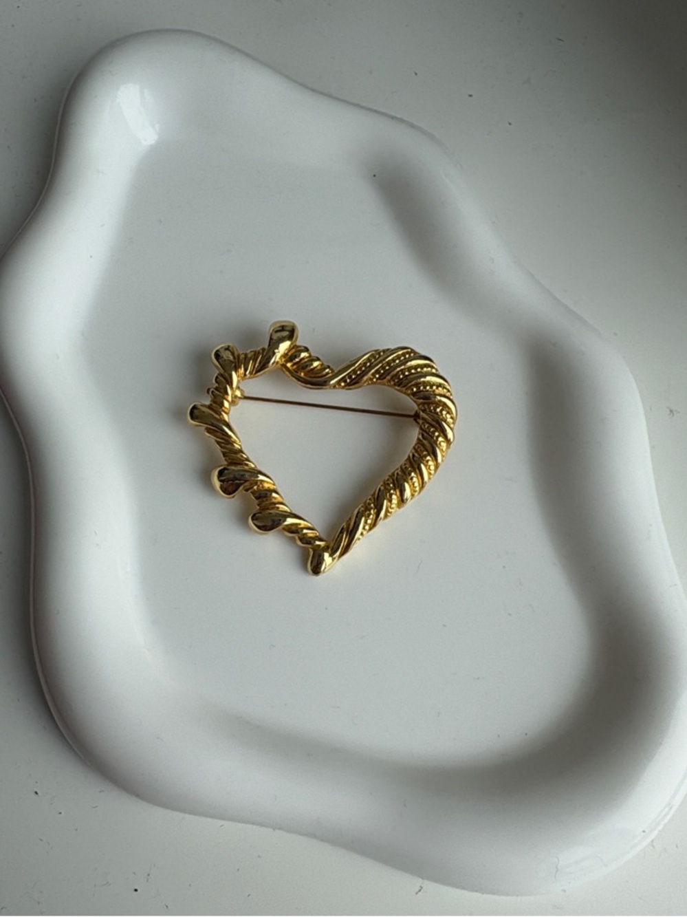 Gold-Tone Twisted Heart Brooch